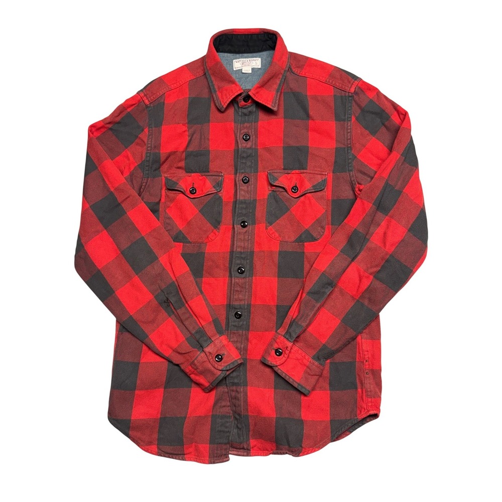 Wallace & Barnes Mens Small Red Black Buffalo Plaid Flannel Button Down Shirt